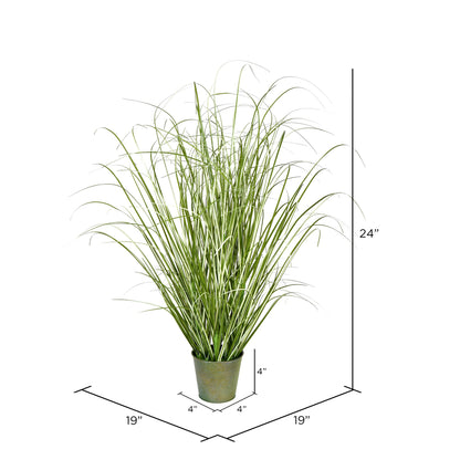Vickerman 24" Artificial Potted Native Green Grass.
