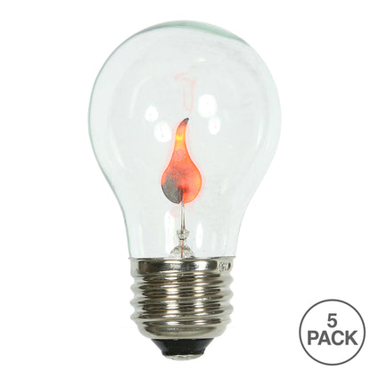 Vickerman A19 Incandescent Clear Flicker Flame E26 Medium Base Bulb, 1 watt, Brass Base, UL Box of 5