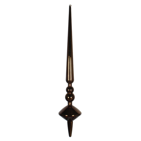 Vickerman 18" Chocolate Shiny Cupola Finial. This long finial ornament adds depth and texture to any holiday decorating project. Made with shatterproof plastic.