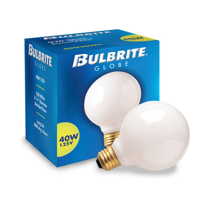 BULBRITE INCANDESCENT G30 MEDIUM SCREW (E26) 40W DIMMABLE LIGHT BULB 2700K/WARM WHITE 12PK (340040)