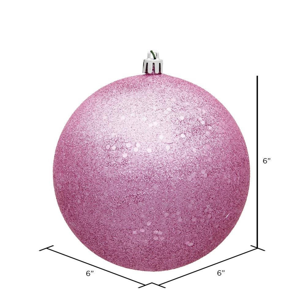 Vickerman 6" Pink Glitter Sequin Ball Ornament 4 per Bag