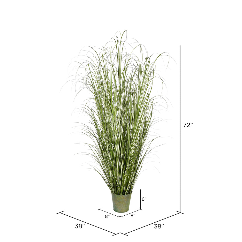 Vickerman 72" Artificial Potted Native Green Grass.