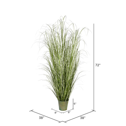 Vickerman 72" Artificial Potted Native Green Grass.