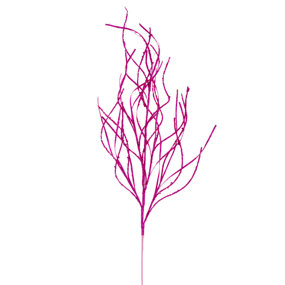 Vickerman 40" Hot Pink Berry Cluster and Wavy Glitter Ball Spray 4 per bag.