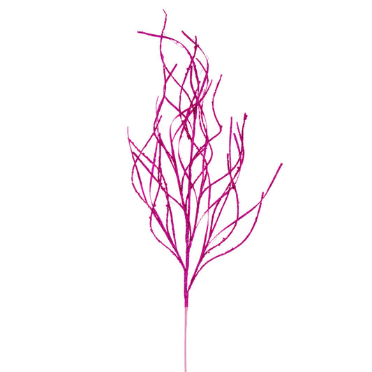Vickerman 40" Hot Pink Berry Cluster and Wavy Glitter Ball Spray 4 per bag.