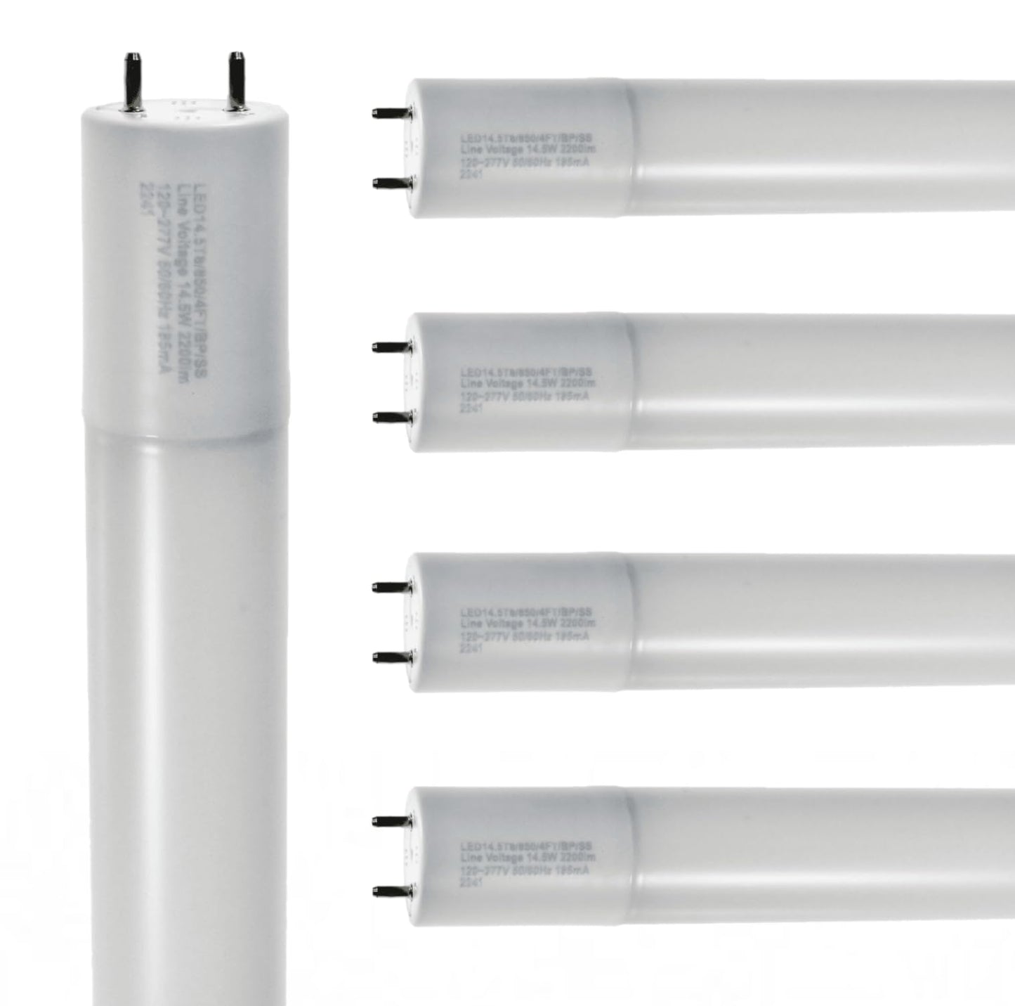Damar- 47.75-Inch T8 LED Tube Light Bulb with Safe Shield Sleeve Type B Single End Ballast Bypass 14.5W 2200 Lumen 5000K Bright White G13 Bi-Pin Base 120-277V Pack of 5- Fluorescent Replacement