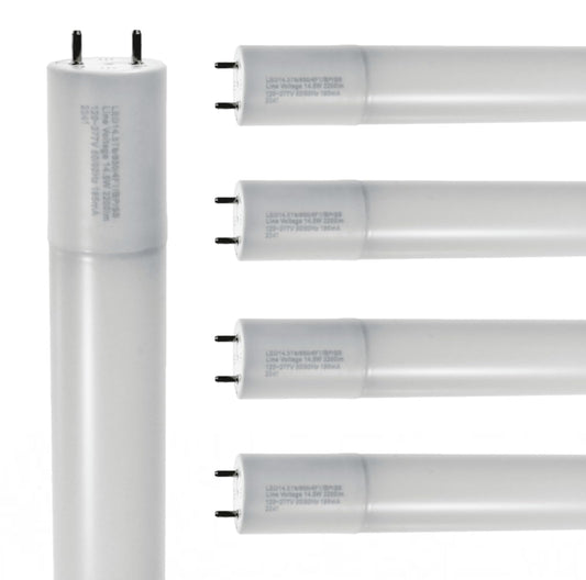 Damar- 47.75-Inch T8 LED Tube Light Bulb with Safe Shield Sleeve Type B Single End Ballast Bypass 14.5W 2200 Lumen 5000K Bright White G13 Bi-Pin Base 120-277V Pack of 5- Fluorescent Replacement