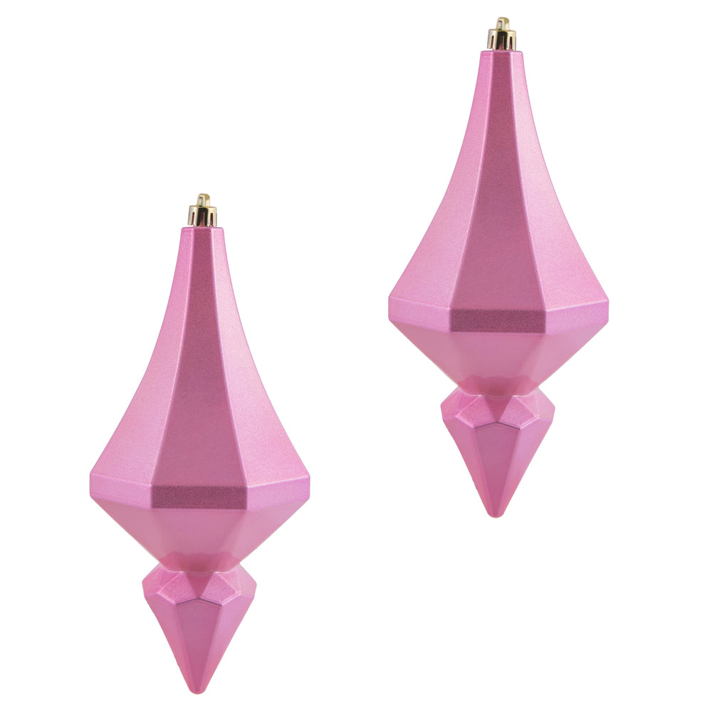 Vickerman 8" Pink Candy Finish Diamond Finial Ornament Pack of 2