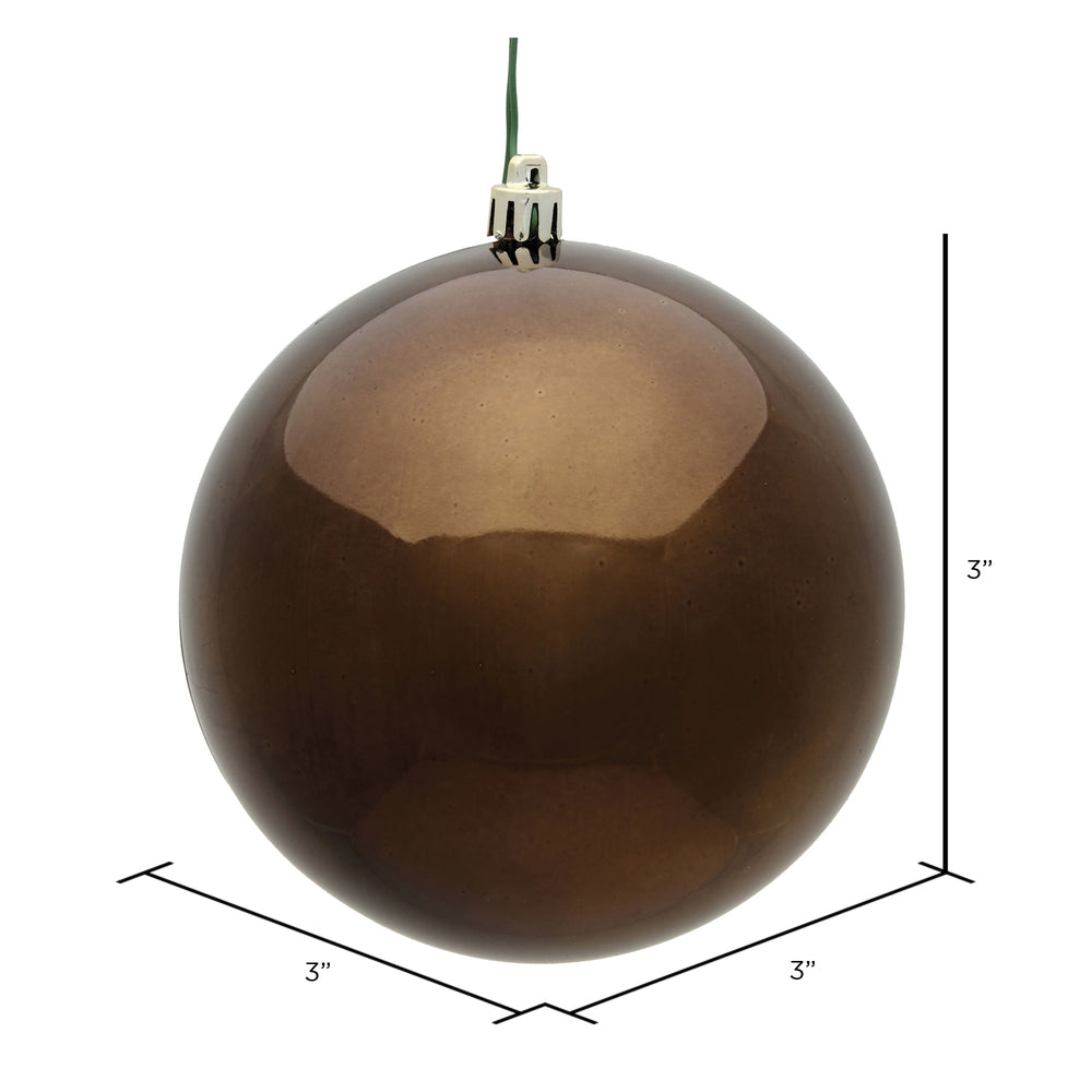 Vickerman 3" Chocolate Shiny Ball Ornament 12 per Bag