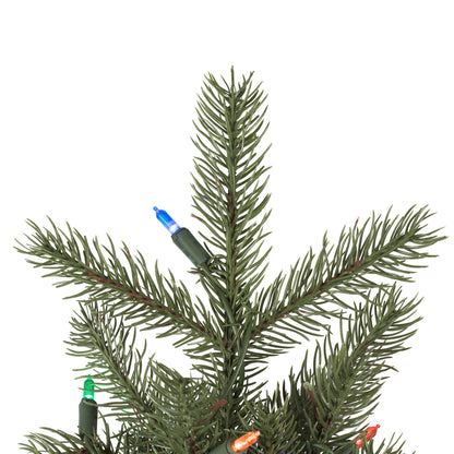 Vickerman 4.5' x 30" Balsam Spruce Slim Artificial Christmas Tree Multi-colored Dura-Lit LED lights