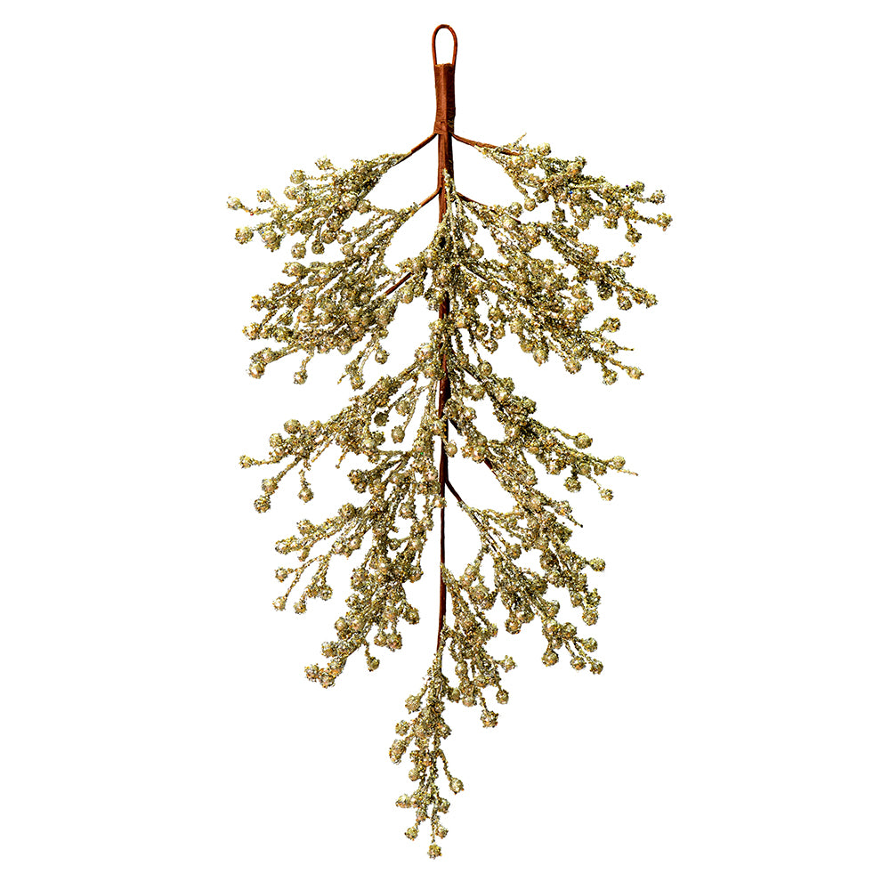 Vickerman 33" Champagne Glitter Artificial Christmas Berry Artificial Christmas Door Swag Unlit