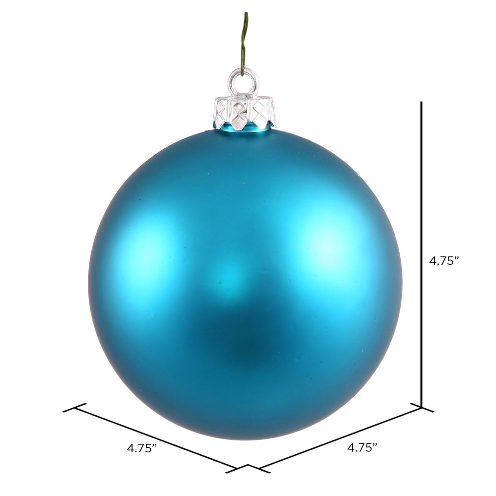 Vickerman 4.75" Turquoise Matte Ball Ornament 4 per Bag