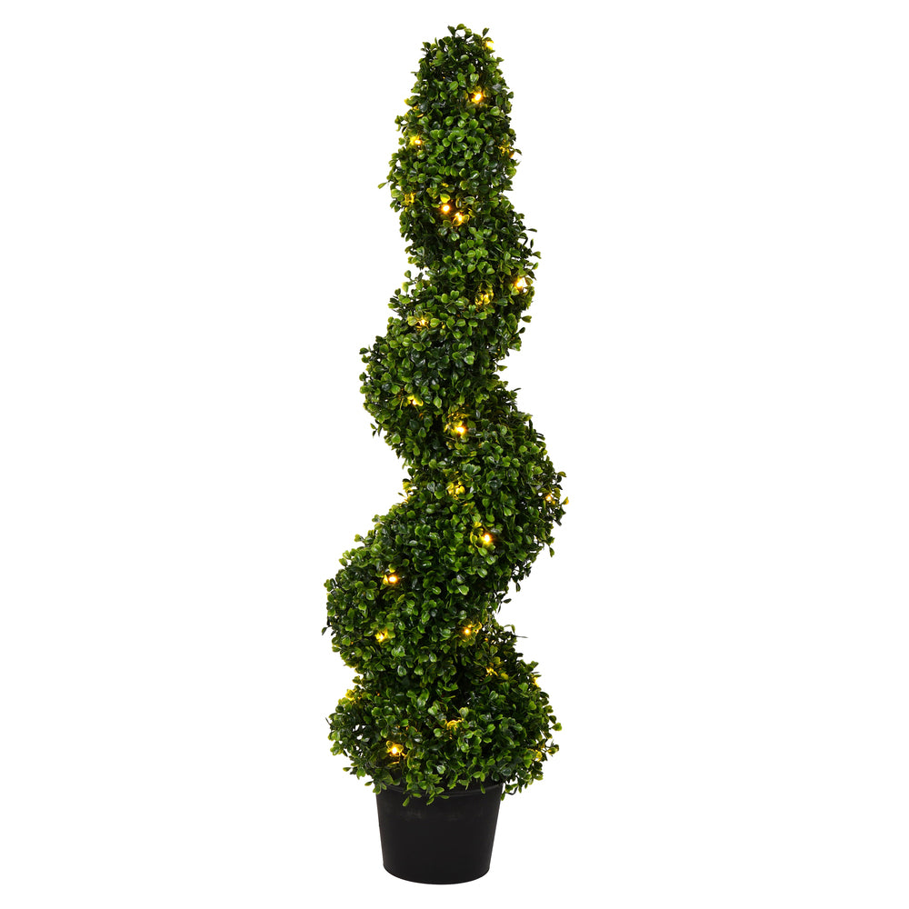 Vickerman 3' Artificial Potted Green Boxwood Spiral Tree.
