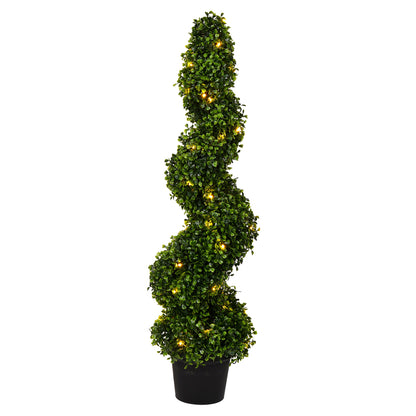 Vickerman 3' Artificial Potted Green Boxwood Spiral Tree.