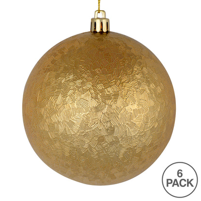 Vickerman 4" Copper Gold Brushed Ball Ornament 6 per Bag