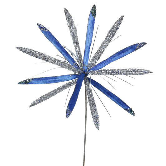 Vickerman 24" Blue Velvet Papyrus Artificial Christmas Pick 3 per Bag