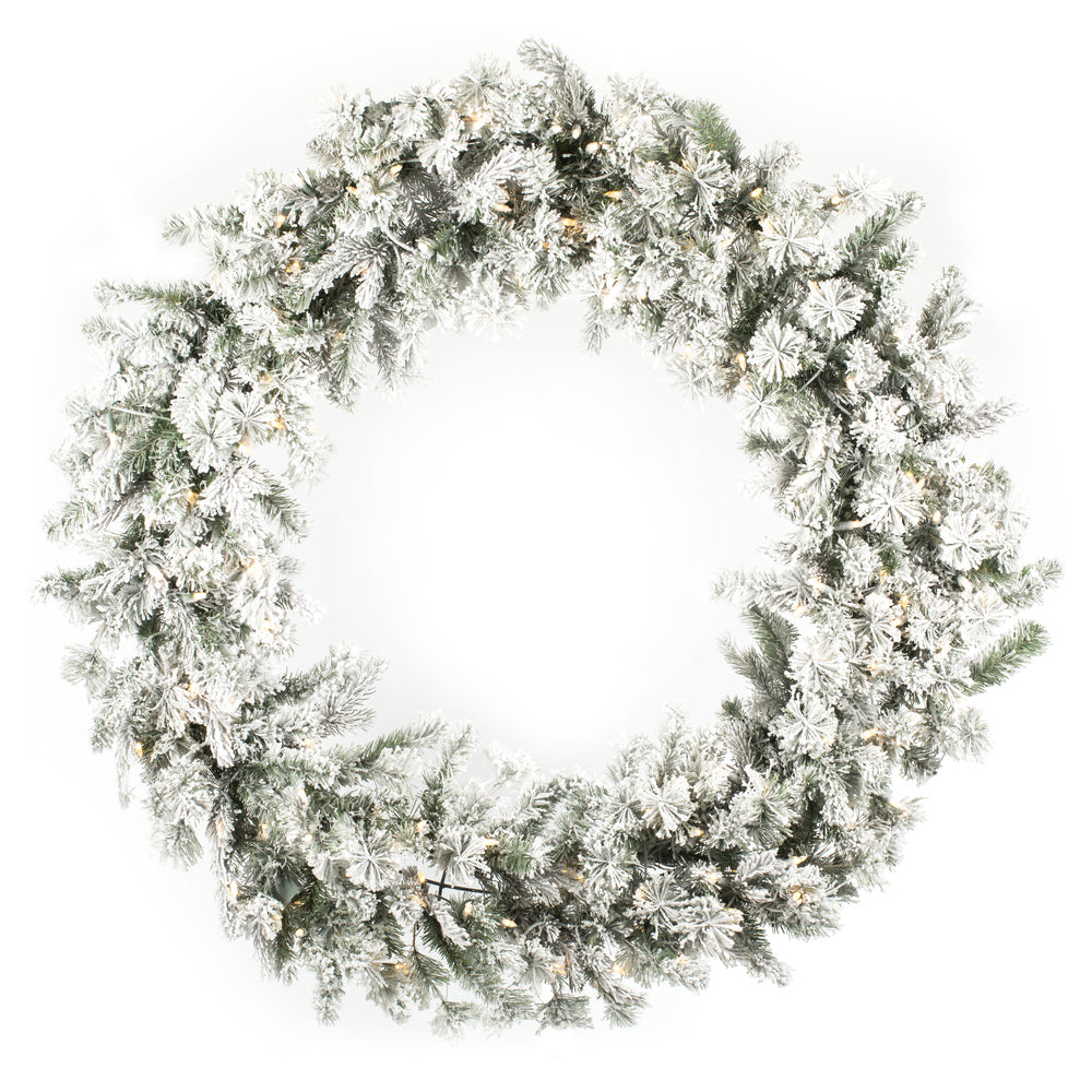 Vickerman 48" Flocked Kiana Artificial Christmas Wreath Warm White Dura-Lit® LED Mini Lights
