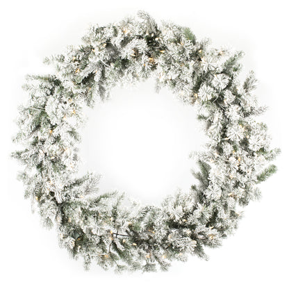 Vickerman 48" Flocked Kiana Artificial Christmas Wreath Warm White Dura-Lit® LED Mini Lights