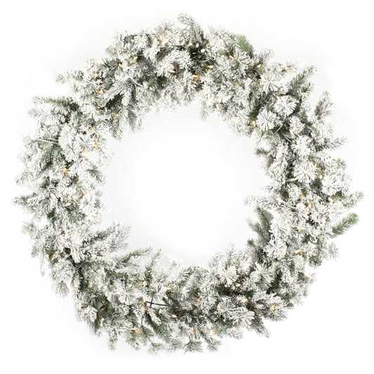 Vickerman 48" Flocked Kiana Artificial Christmas Wreath Warm White Dura-Lit® LED Mini Lights