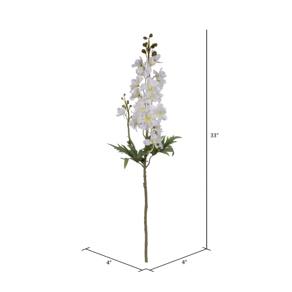Vickerman 33" Artificial White Larkspur Spray. 3 Stems In A Bag.