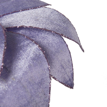Vickerman 22" Lavender Velvet Sheen Glitter Trim Poinsettia Stem 4 per bag.