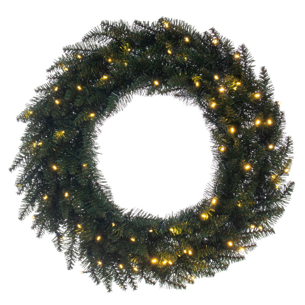 Vickerman 30" Camdon Fir Artificial Pre-Lit Wreath, 70 Battery Operated Lights, Realistic Wreath