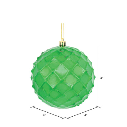 Vickerman 4.75" Green Shiny Diamond Bauble Christmas Ornament Set of 4