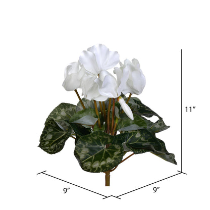 Vickerman 11" Artificial Polyester White Cyclamen Bush