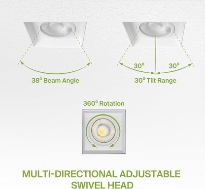 ASD Lighting LED Trimless Combo Downlight 1 head 3.5inch 15W 120V Triac 2700/3000/3500/4000/5000K White ETL