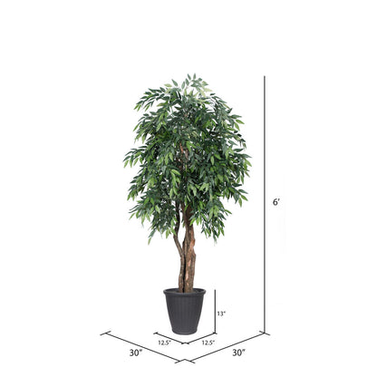 Vickerman 6' Artificial Green Smilax Executive Tree Gray Round Plastic Container.