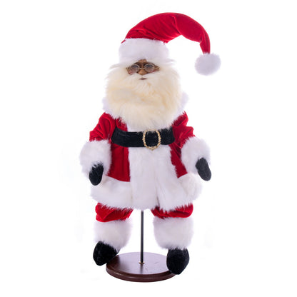 Vickerman 18" Red Traditional Velvet Dark Complexion Santa Doll with Stand. This Santa has glasses stand is removeable.