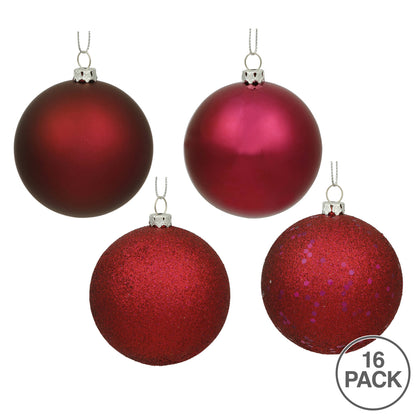 Vickerman 3" Wine 4-Finish Ball Ornament Assortment 16 per Box