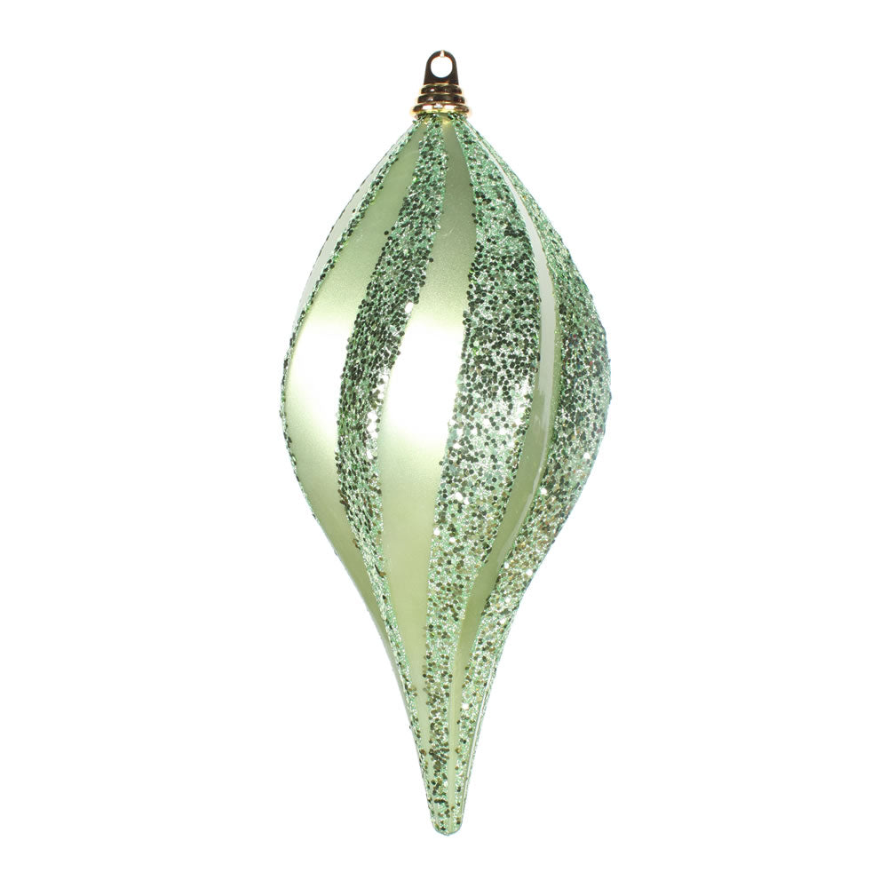 Vickerman 8'' Celadon Glitter Swirl Drop Christmas Ornament