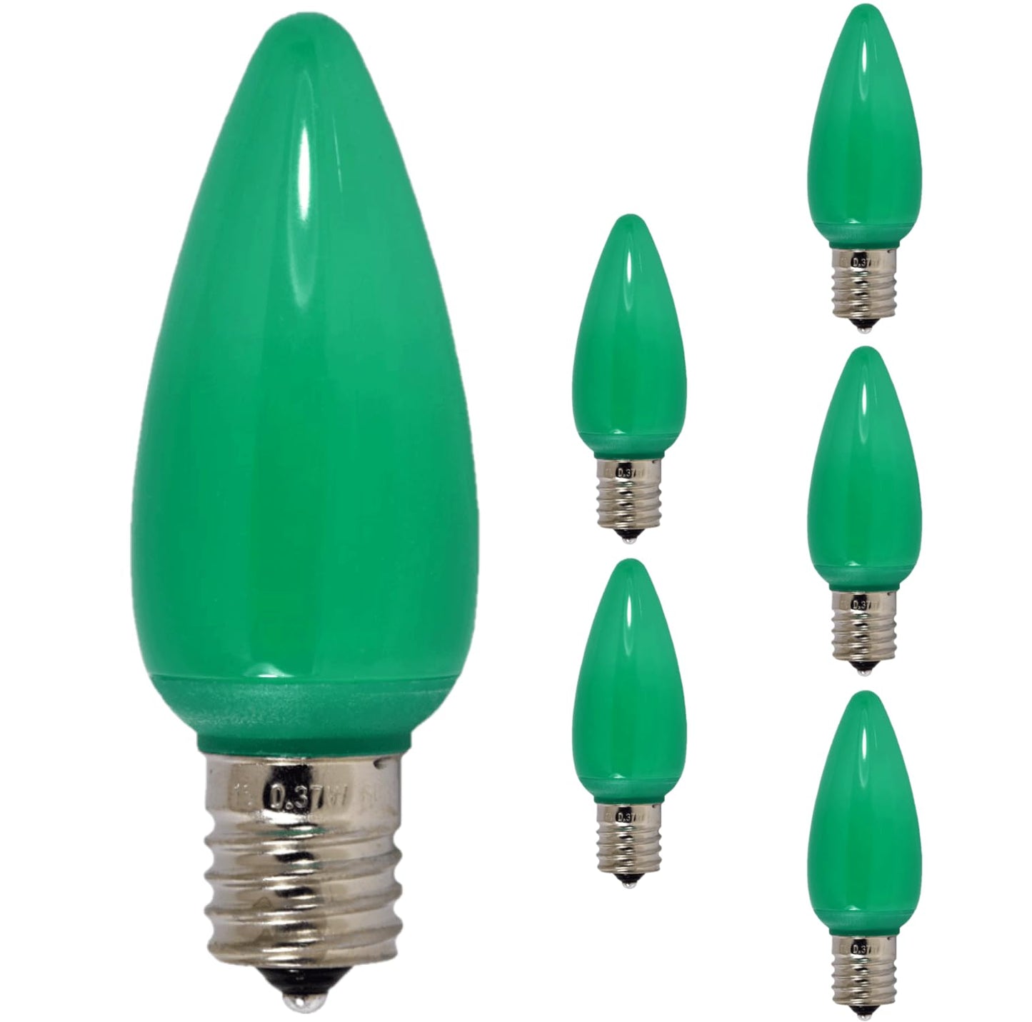 Damar- C9 LED Replacement Christmas Light Bulbs Twinkle Solid Green 0.6W-0.96W E17 Intermediate Base 100-130V Pack of 6- Commercial Grade Shatterproof String Colored Lights for Patio Holiday Xmas