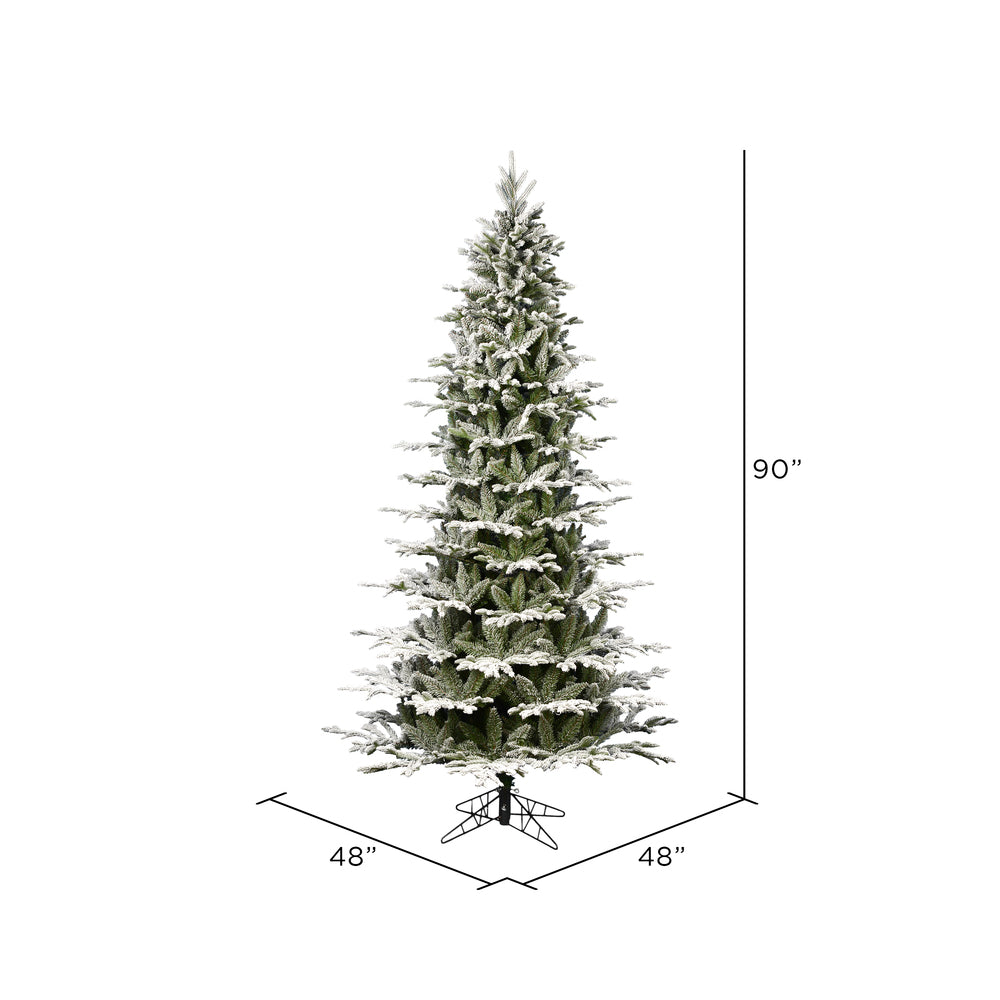 Vickerman 7.5' x 48" Unlit Flocked Kamas Fraser Slim Artificial Christmas Tree