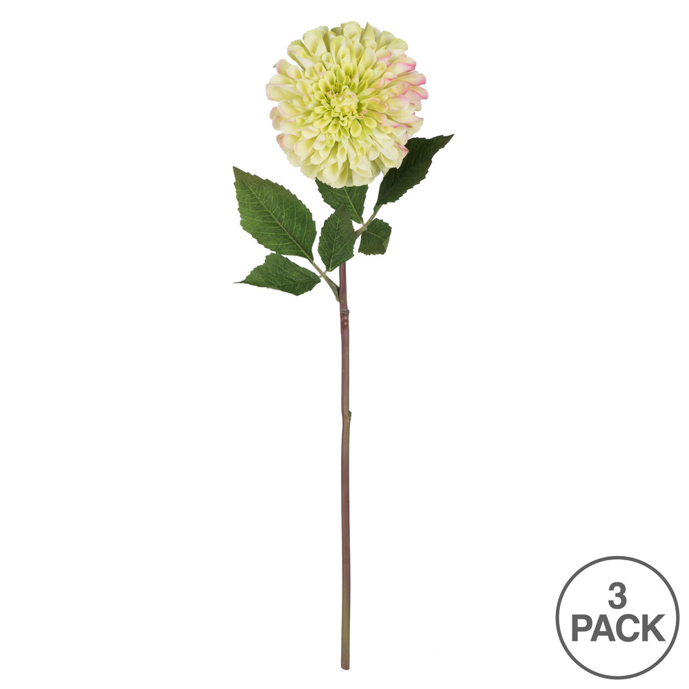 Vickerman 24" Artificial Green Zinnia Stem Set of 3