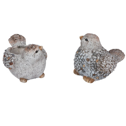 Vickerman 7.5" Gray Bird Planter Outdoor Garden. This bird features a stone appearance.