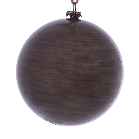 Vickerman 4" Pewter Wood Grain Ball Ornament. These ornaments are the perfect addition to any holiday decorating project. They features a light wood grain pattern. Includes 6 pieces per pack.