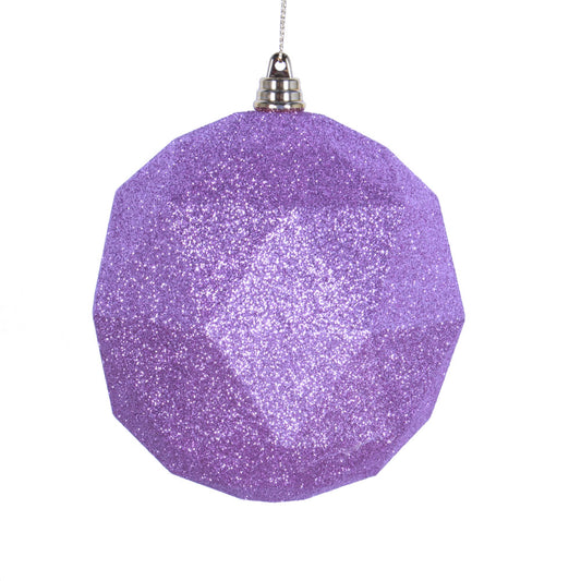 Vickerman 8" Orchid Geometric Ball Ornament Featuring a Glitter Finish.