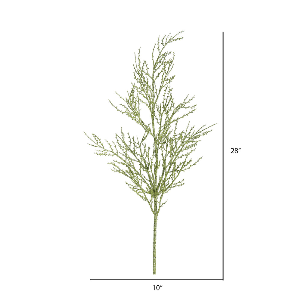 Vickerman 28" Lime Onoclea Glitter Wild Huck Artificial Christmas Spray. Includes 6 sprays per pack.