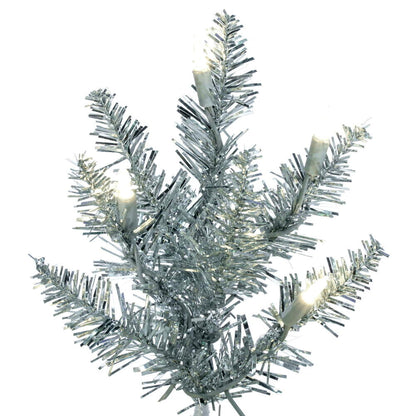Vickerman 3' Silver Tinsel Fir Artificial Christmas Tree Warm White Dura-lit LED Lights