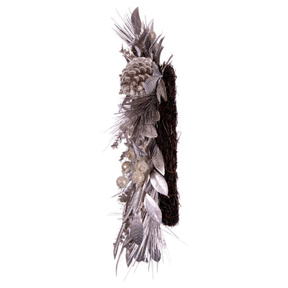 Vickerman 24" Artificial Silver Pinecone Needle Berry Christmas Wreath Unlit