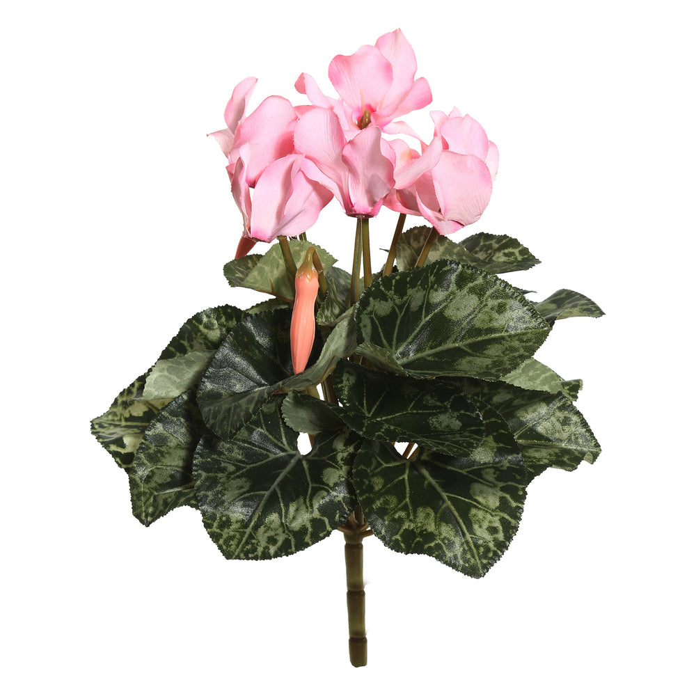 Vickerman 11" Artificial Polyester Light Pink Cyclamen Bush.