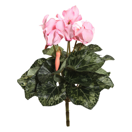 Vickerman 11" Artificial Polyester Light Pink Cyclamen Bush.