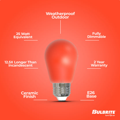 Bulbrite 776150 25-Watt Equivalent Ceramic Red Color S14 Weatherproof Outdoor E26 Medium Base LED Light Bulb