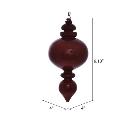 Vickerman 9" Copper Wood Grain Rounded Finial Ornament Pack of 3