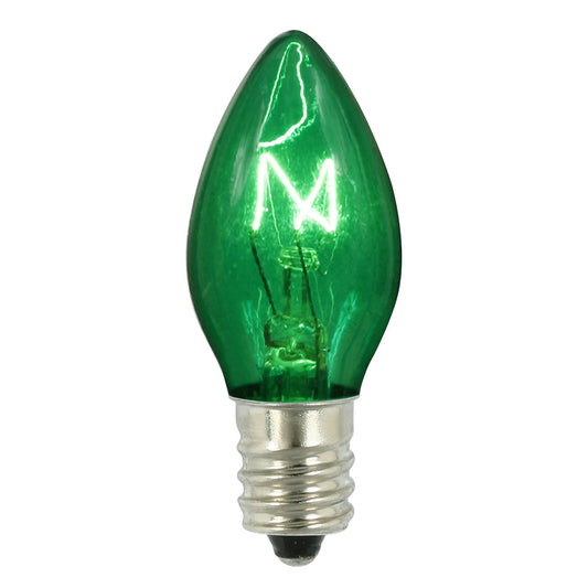 Vickerman C7 Transparent Green Twinkle Replacement Bulb 5 watts 120 Volt box of 25