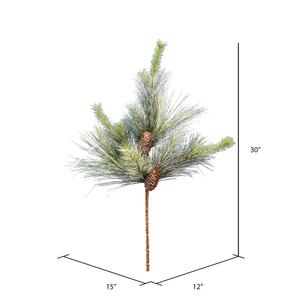 Vickerman 30" Frosted Myers Pine Artificial Christmas Spray. Includes 2 sprays per pack.