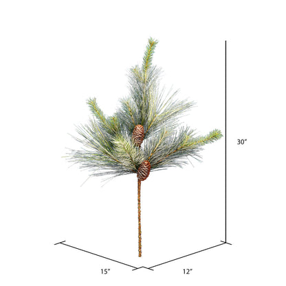 Vickerman 30" Frosted Myers Pine Artificial Christmas Spray. Includes 2 sprays per pack.