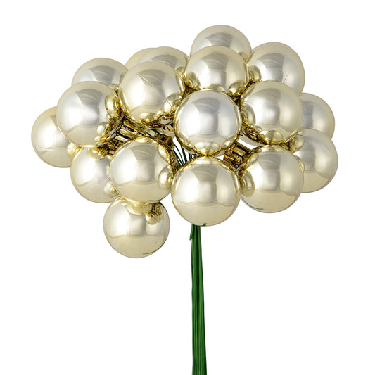 Vickerman 6" Champagne Shiny Ball Ornament Christmas Pick Pack of 2